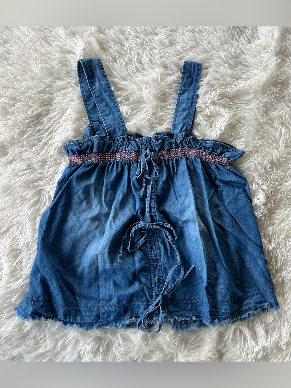 Pilcro | Chambray Smocked Square-Neck Tank - Picture 9 of 10
